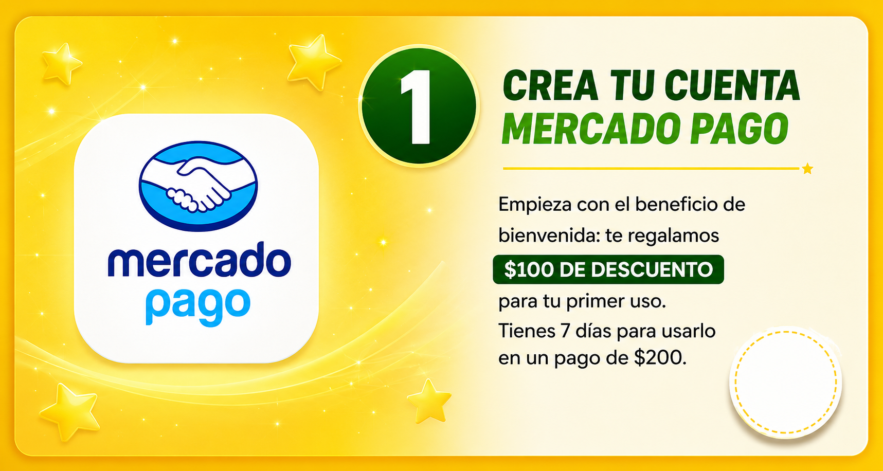 Crear cuenta Mercado Pago con beneficio de descuento